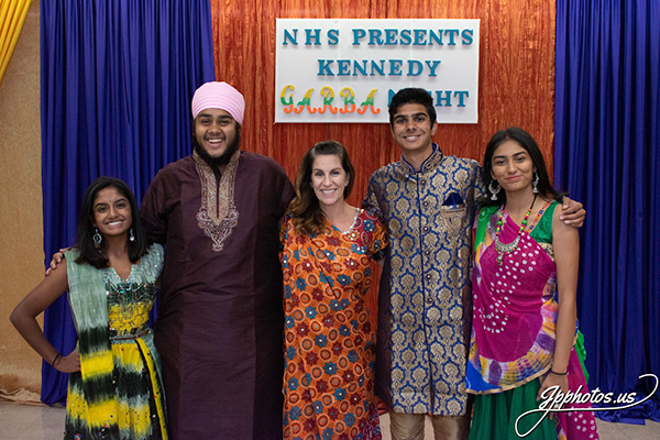 NHS officers and Mrs. Kurowsky at JFK garba night supporting the Indian culture. 