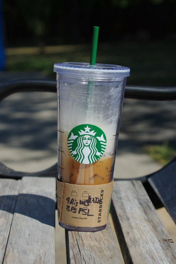 Photo of a Starbucks iced pumpkin spice latte (labeled for re-use from flickr.com)