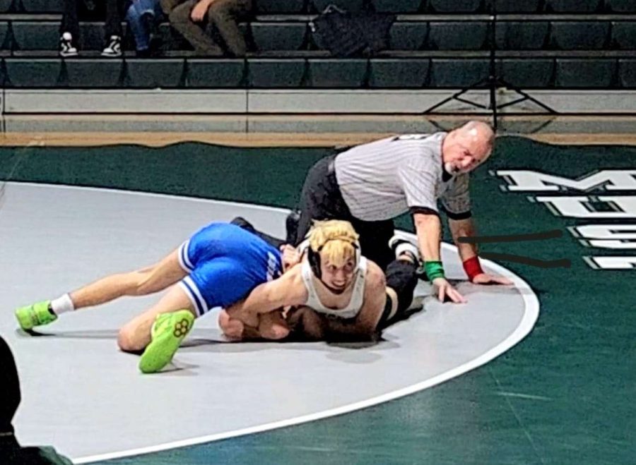 Giovanni moments before pinning his opponent from Carteret.