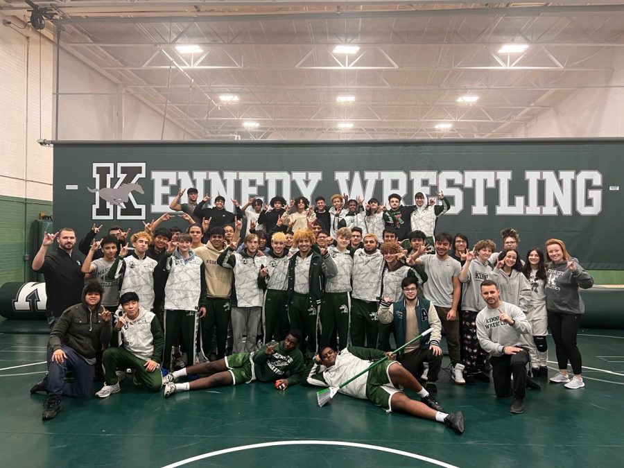 The JFK Wrestling Mustangs after defeating North Plainfield to win the division