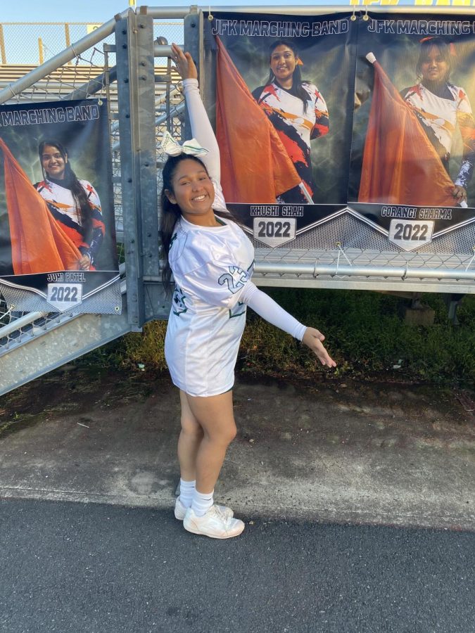 Khusi Shah celebrates her cheer and colorguard senior night to end her final Fall sports season.