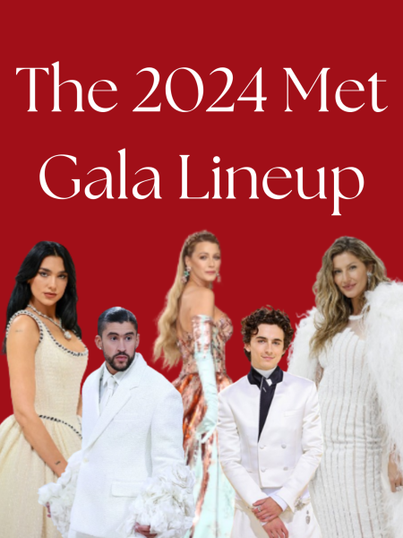 Past celebrity Met Gala looks featuring Dua Lipa, Bad Bunny, Blake Lively, Timothée Chalamet and Gisele Bündchen. Photo illustration.
