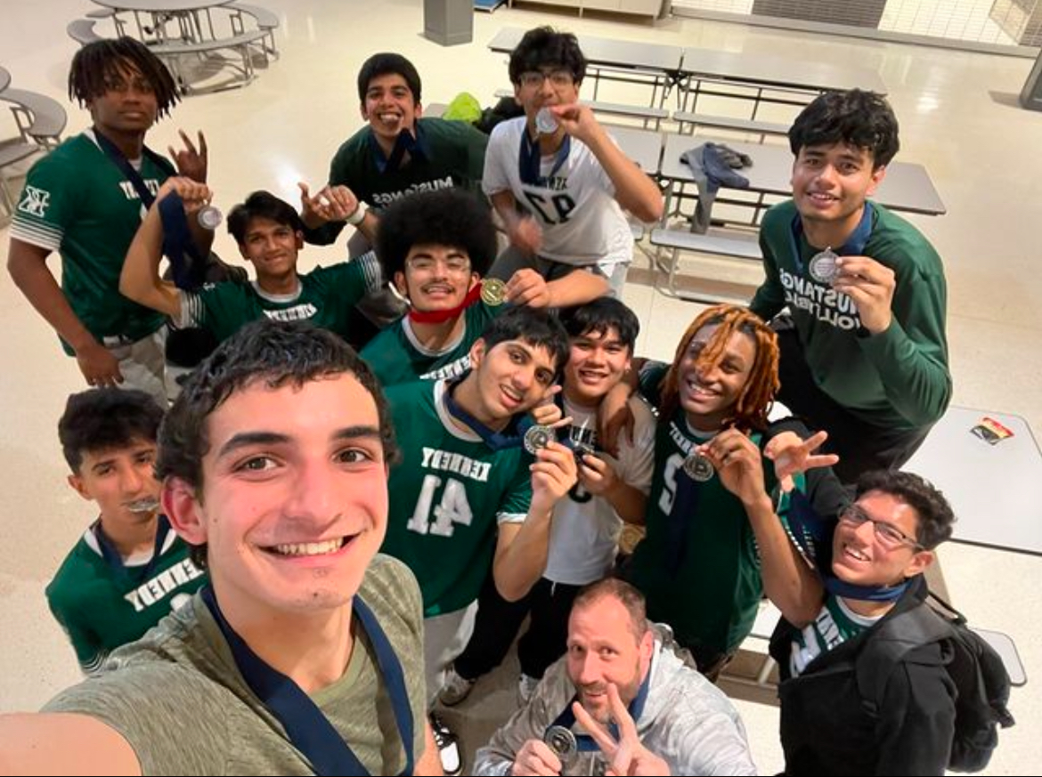 The Mustangs at the ECTVS Invitational tournament at West Caldwell Tech. They placed second after being the sixth seed with Eddy Santiago as the MVP. 
(Image courtesy of jfkmhs_volleyball on Instagram) 