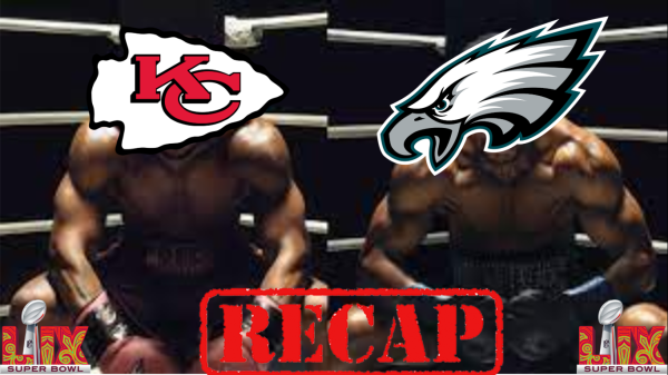 Chiefs and Eagles square off like heavyweights in the ring during Super Bowl LVIX, with Jalen Hurts delivering a knockout performance against Kansas City's title hopes. Photo illustration.
