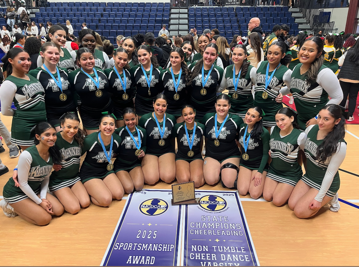 JFKMHS Cheer Team after winning NJCDCA State Cheer Leading Championship with a score of 74.1 on February 23. 