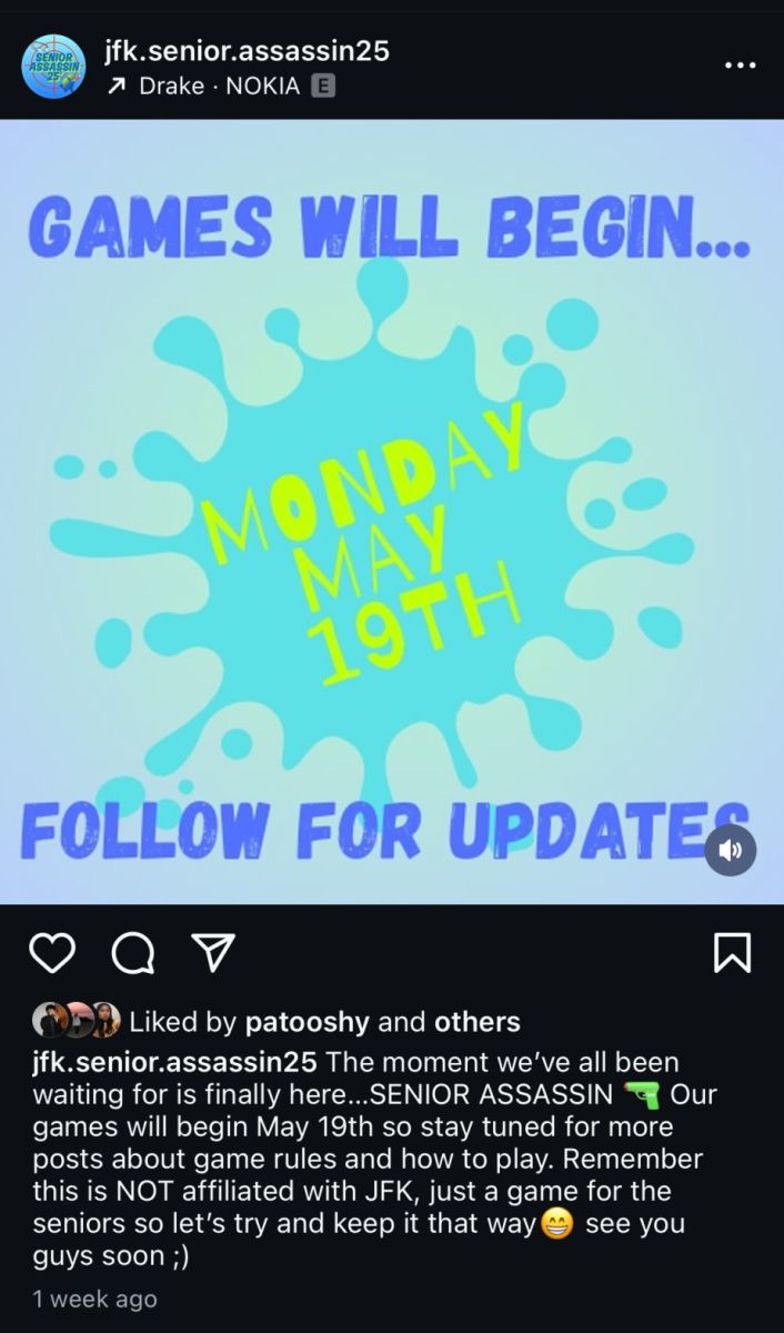 The first bits of information about the upcoming Senior Assassin is posted on the jfk.senior.assassin25 Instagram account. The account will post rules and regulations for players. 