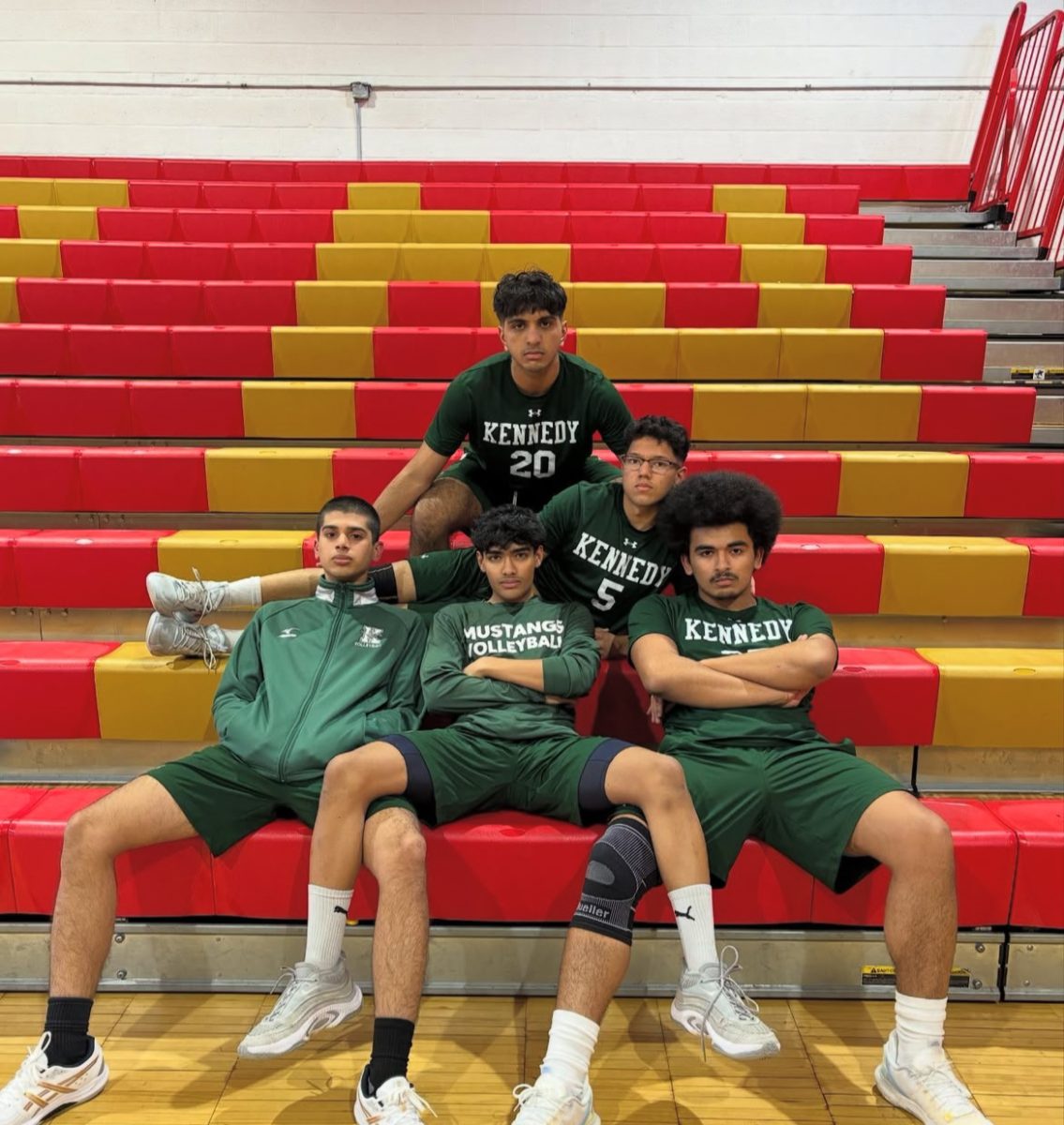 Five of the mustangs eight seniors enjoying their last season opener at Edison High School. 