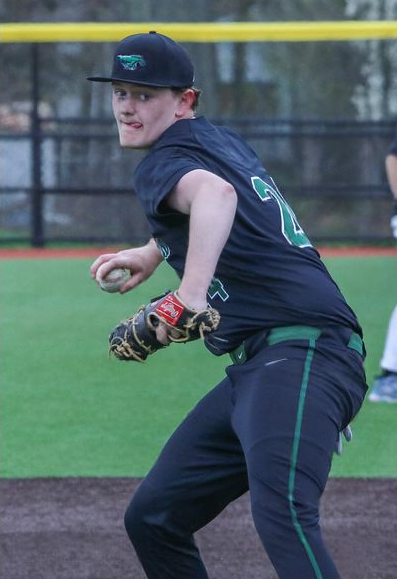 Senior Thomas Chyzik playing baseball on the JFK baseball team